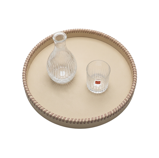 Round Tray With Leather Band