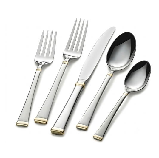 Harmony 65 Piece Flatware Silver & Gold