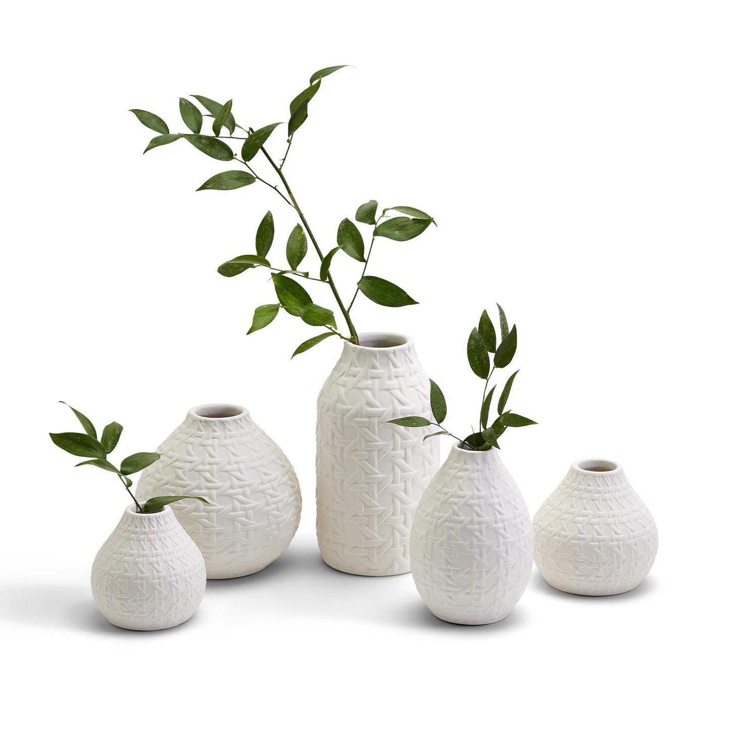 Embossed Cane Webbing Vase S/5