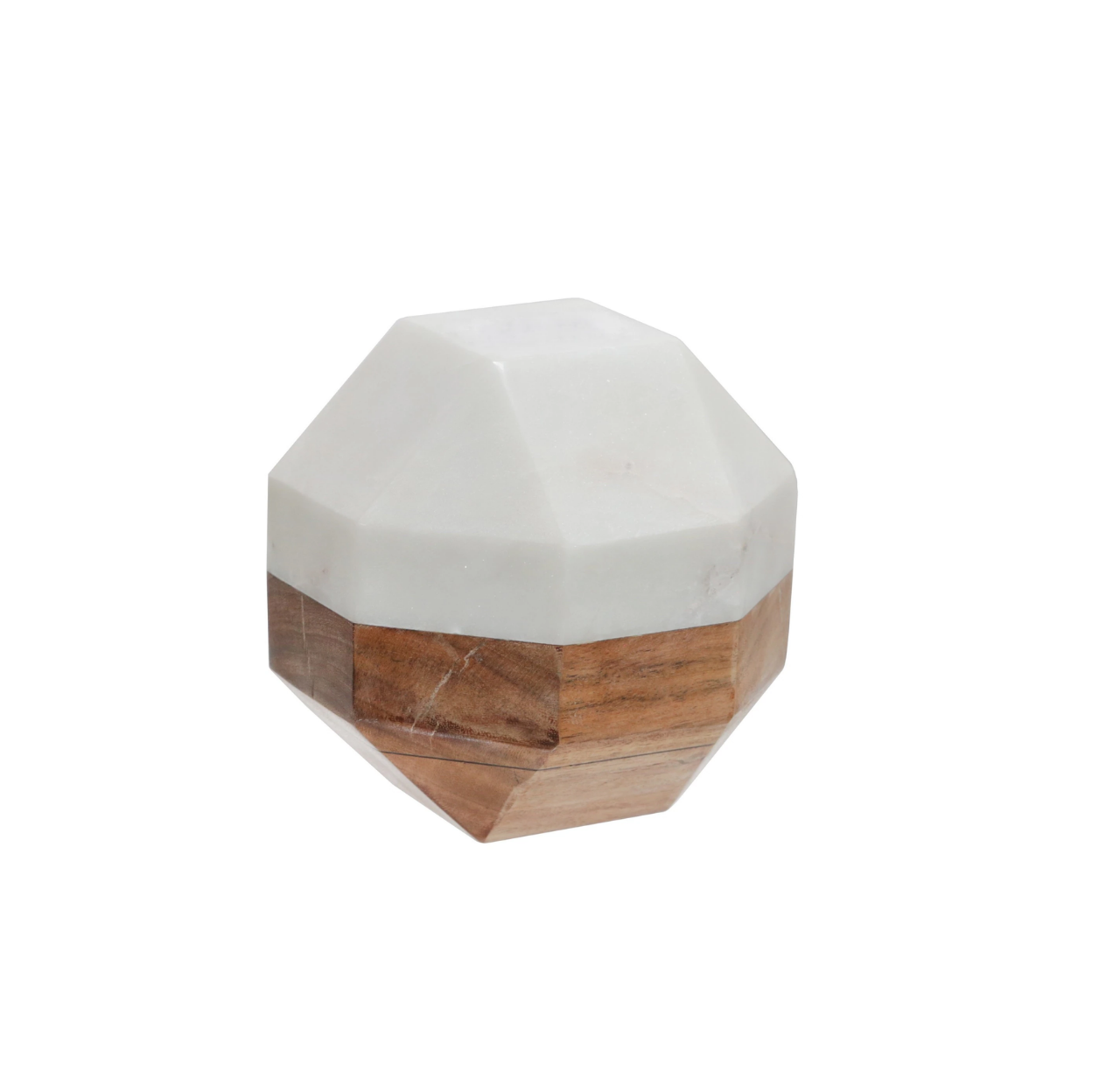 Marble White & Wood Octagon Orb