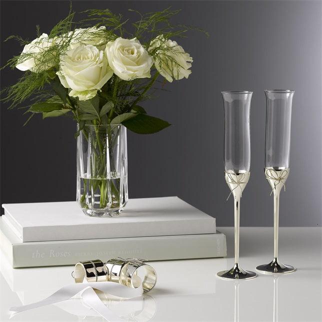 Vera Wang Love Knots Toarting Flute Silver Pair