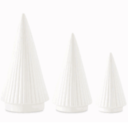 Vertical Ribbed White Ceramic Christmas Tree