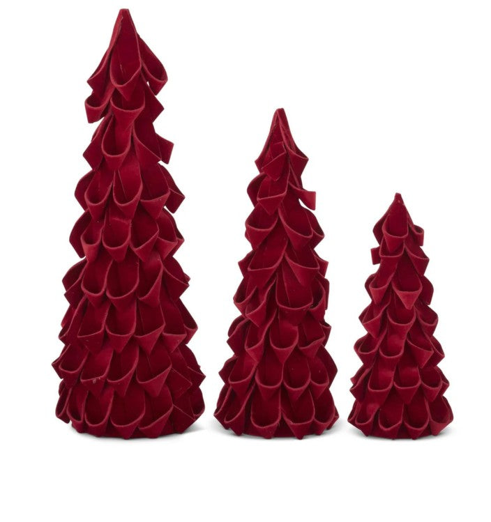Red Velvet Ribbon Cone Trees S