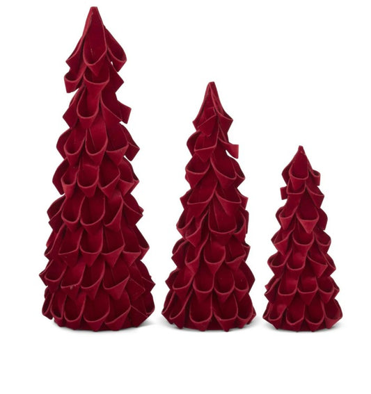 Red Velvet Ribbon Cone Trees S