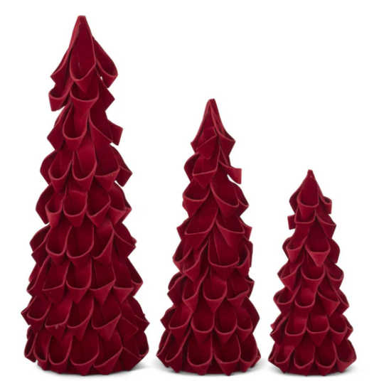 Red Velvet Ribbon Cone Trees S