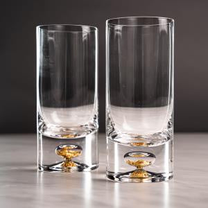 Whiskey Glasses with Gold Tone Flake Design