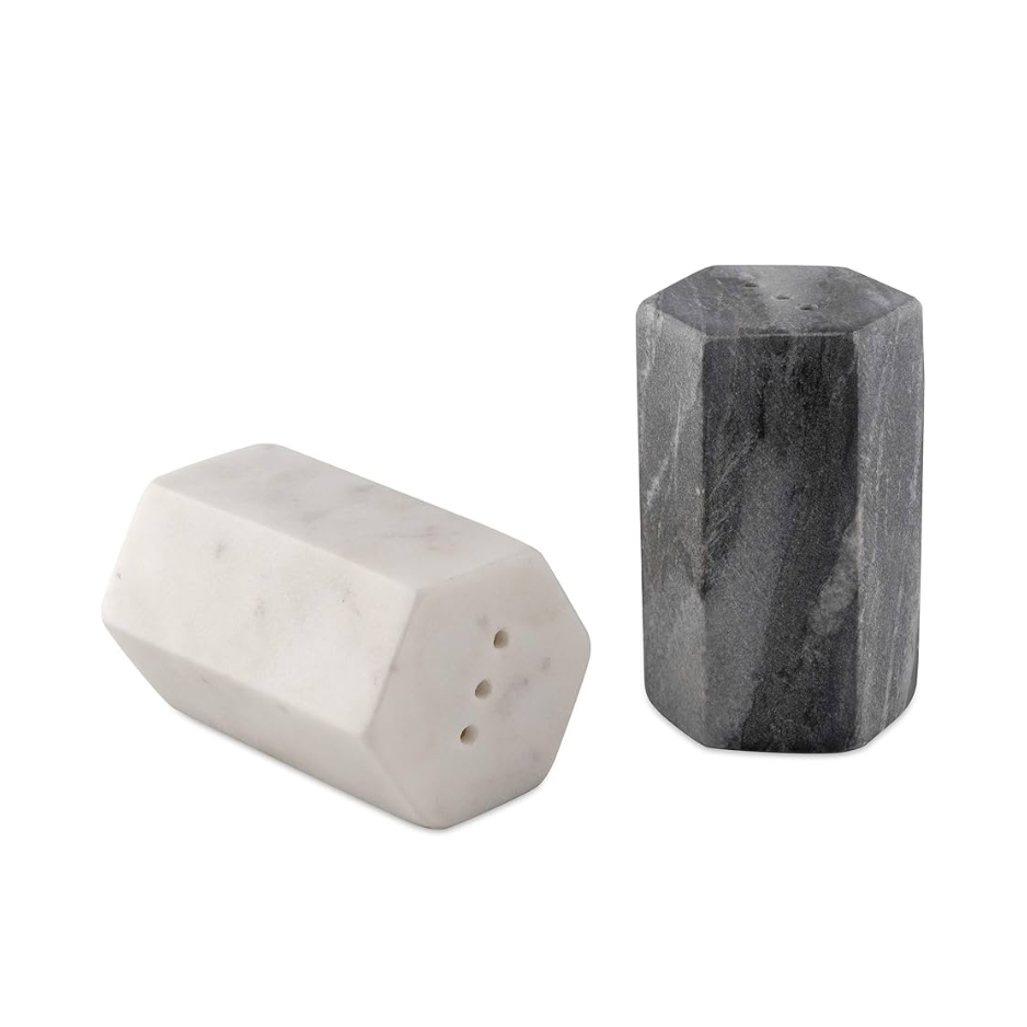White & Gray Marble Salt & Pepper