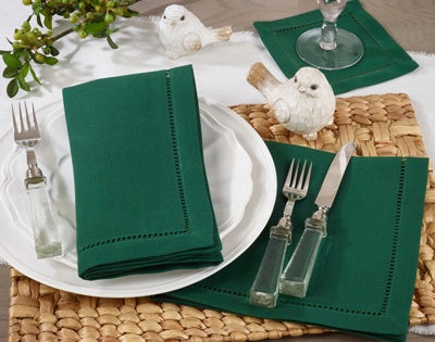 Jasper Green Border Hemstitched Dinner Napkin