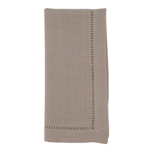Taupe Border Hemstitched Dinner Napkin | Details Panamá