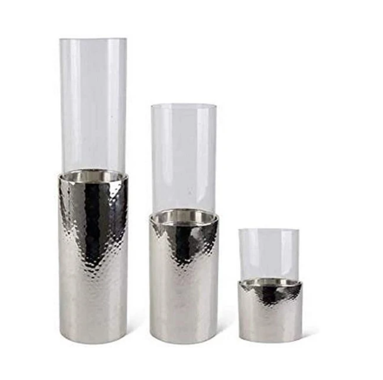 Hammered Silver Candleholder L