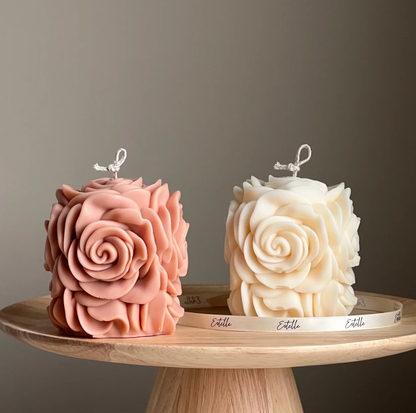 Rose Flower Pillar Candles