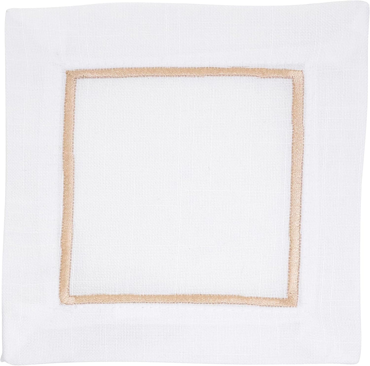 Embroidered Champagne Line Design Cocktail Napkin