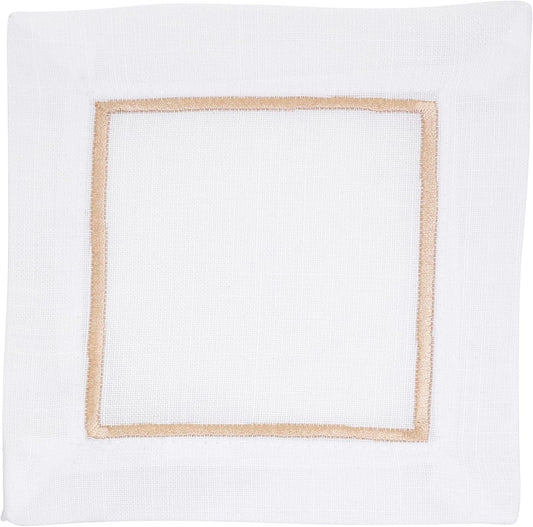 Embroidered Champagne Line Design Cocktail Napkin | Details Panamá