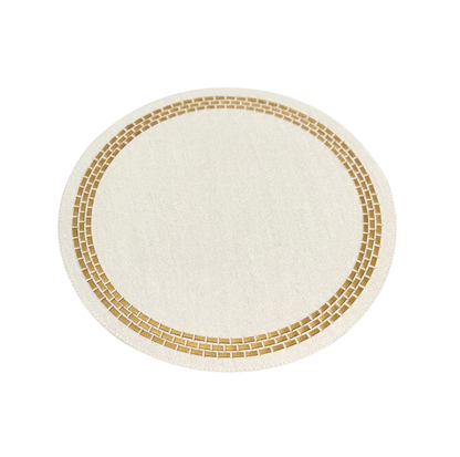 Round Brick Placemat With Leather Band | Details Panamá