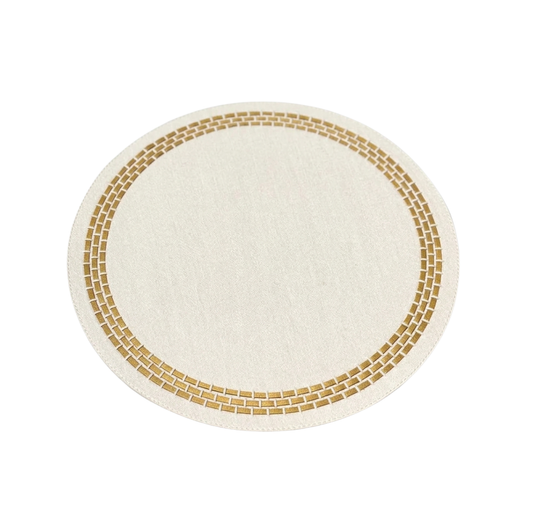 Round Brick Placemat With Leather Band
