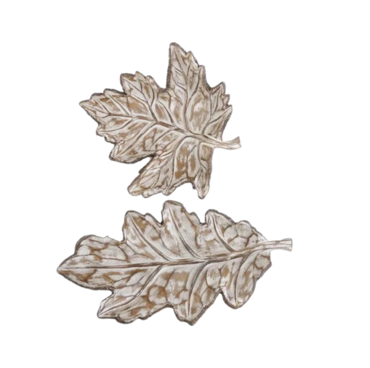 White Washed Resin Leaf Trays M