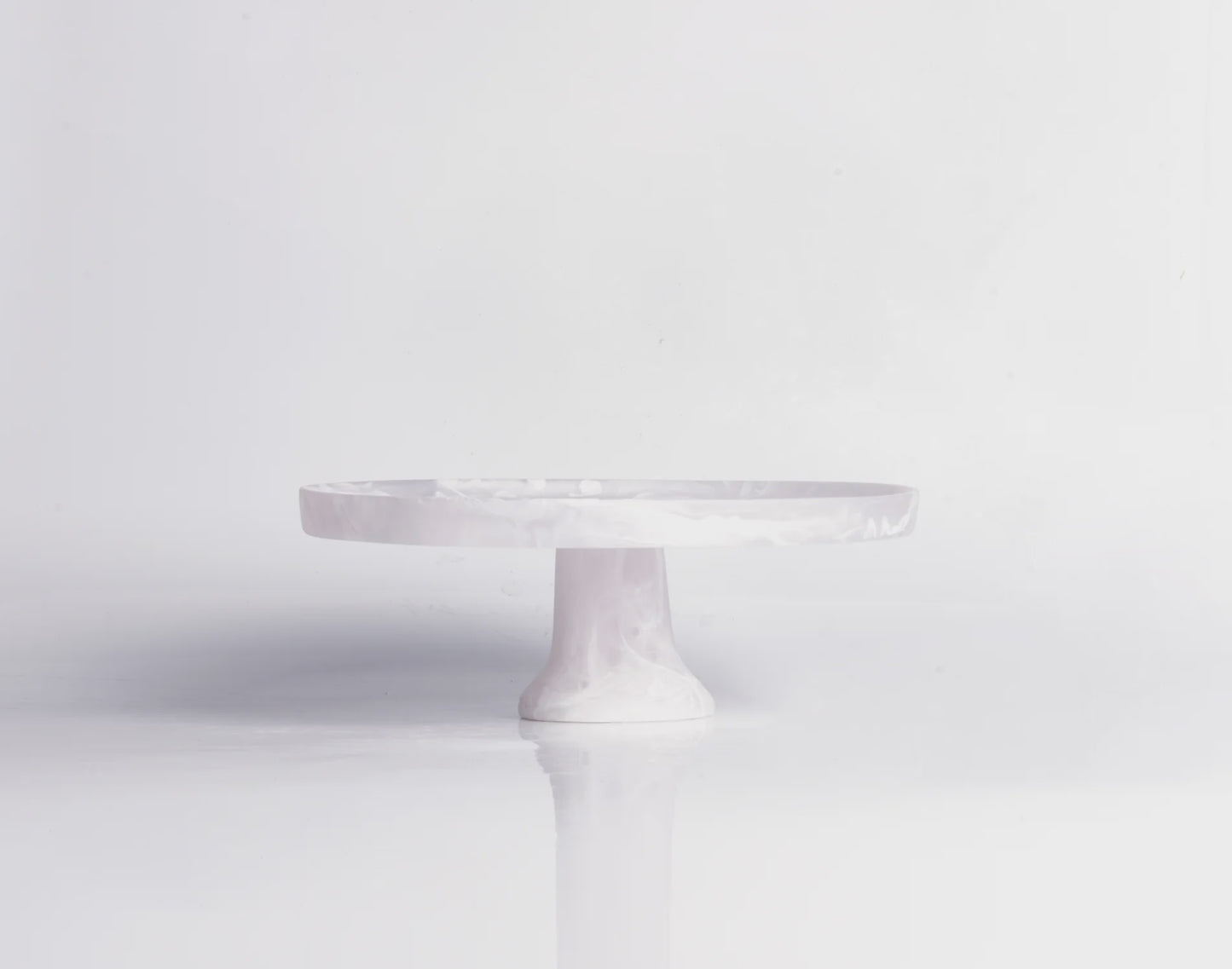 FOOTED CAKE STAND MEDIUM WHITE SWIRL
