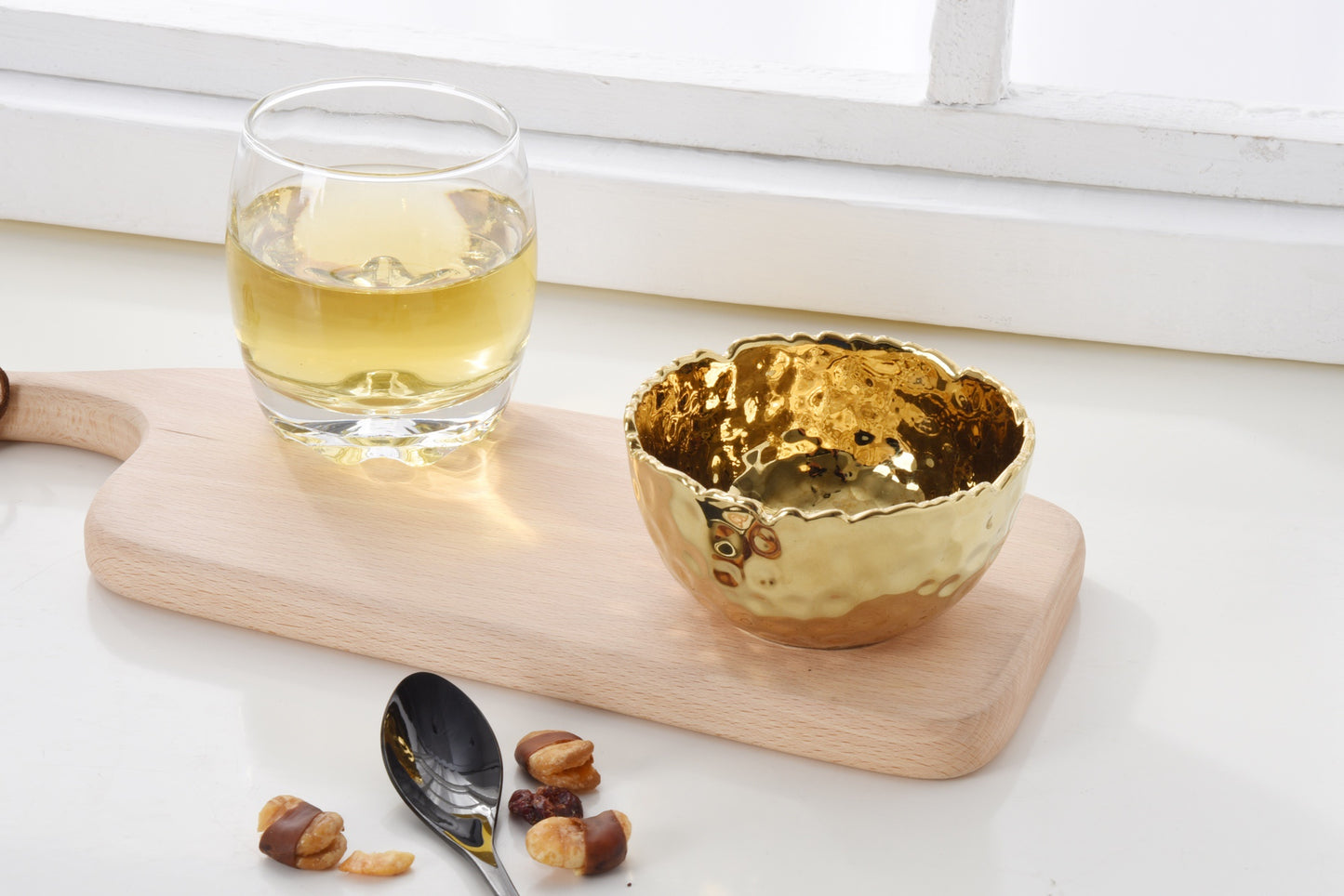 CER-Gold Hammered Finish Snack Bowl