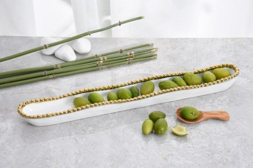 CER-White Gold Olive Serving Dish White Gold