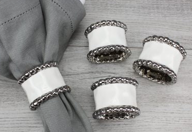 CER-White Napkin Rings Set Of 4