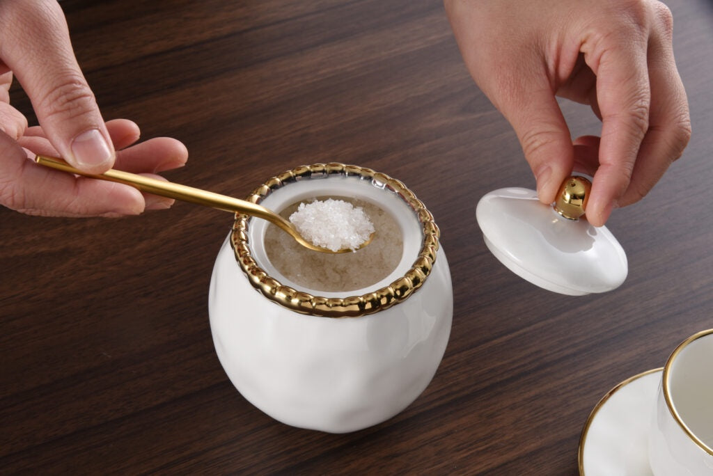 CER-White Gold Sugar Bowl W/ Lid