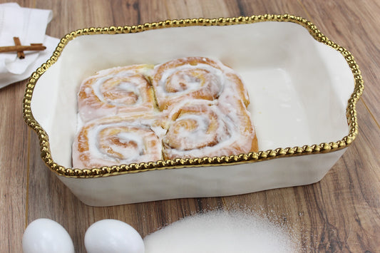 CER-White Gold Rectangular Baking Dish