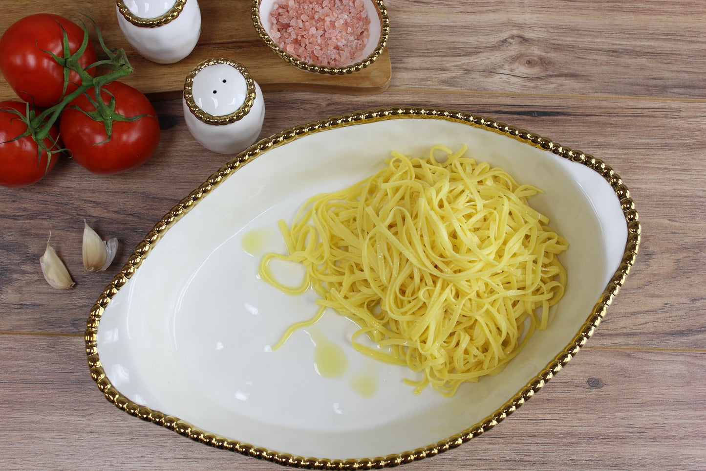 CER-White Gold Oval Baking Dish
