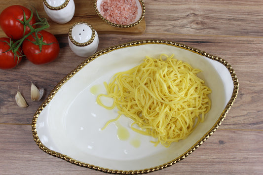 CER-White Gold Oval Baking Dish