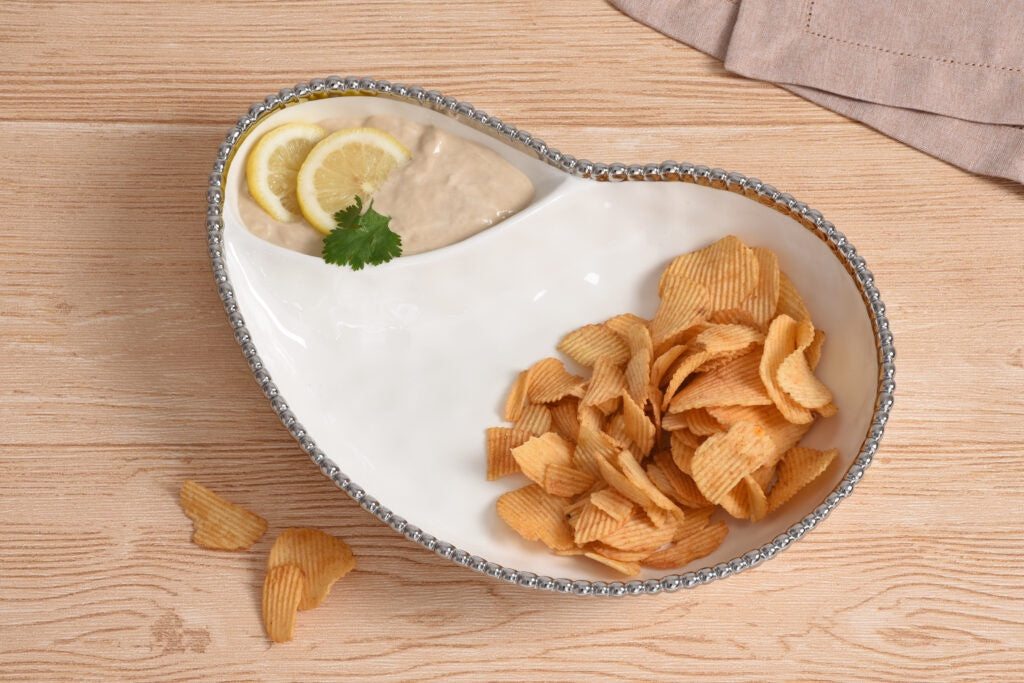 CER-White 2 Section Serving Platter