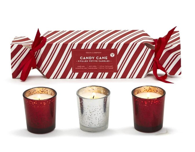 Candy Cane Scented Candle S/3