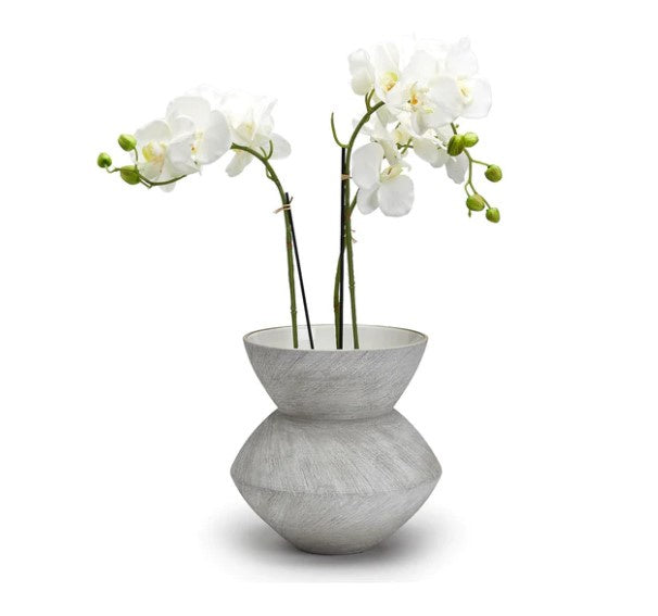 White Textured Steel Vase
