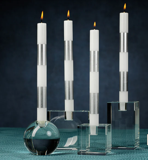 Modern FestiveS Silver Candles Set2