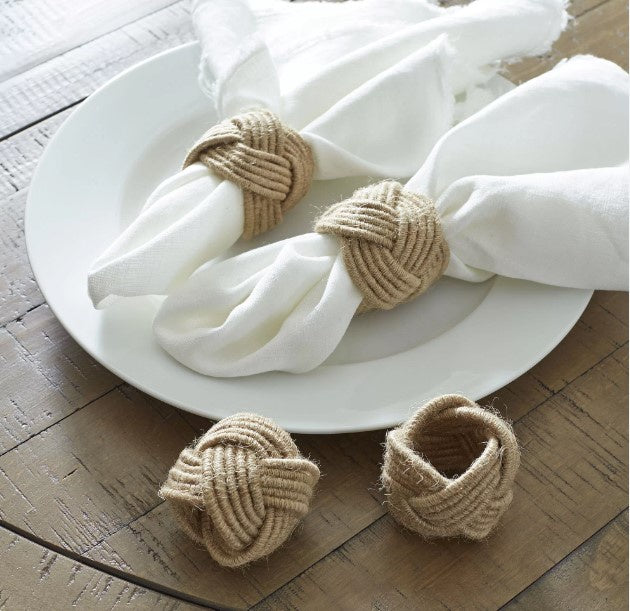 Jute Braided Napkin Ring S/4