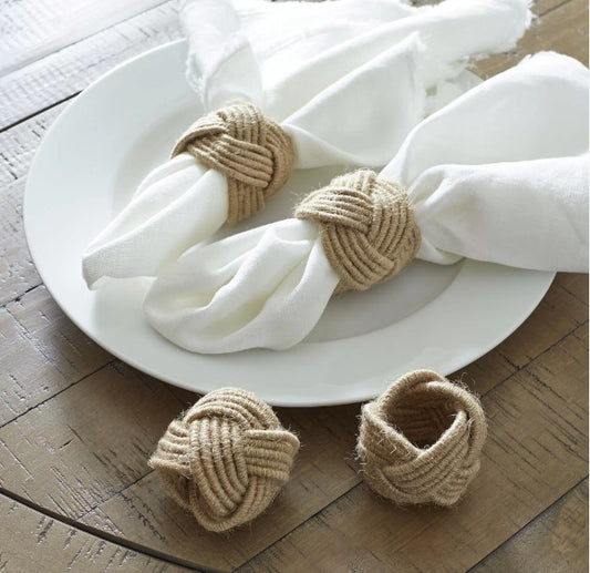 Jute Braided Napkin Ring S/4