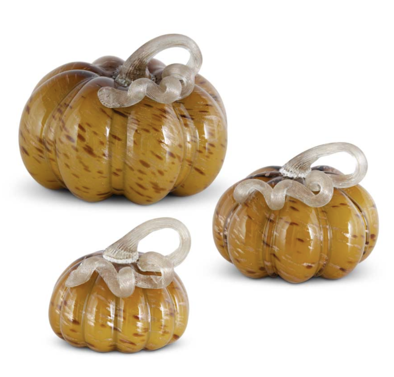 Amber Handblown Glass Pumpkins