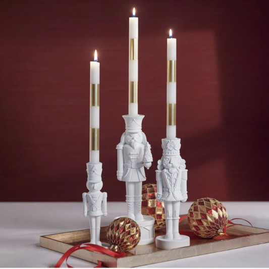 White Nutcracker Taper Holders
