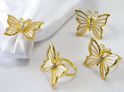 Butterlfy Ivory & Gold Napkin Ring