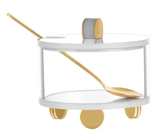 Lucite Honey Dish With Lid And Metal Spoon