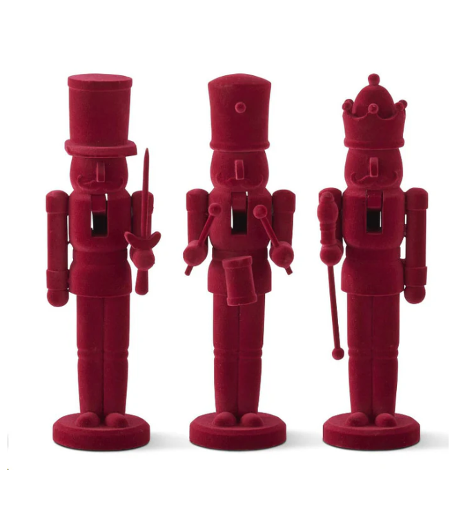 Wood Burgundy Velvet Nutcrackers