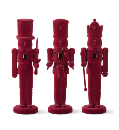 Wood Burgundy Velvet Nutcrackers
