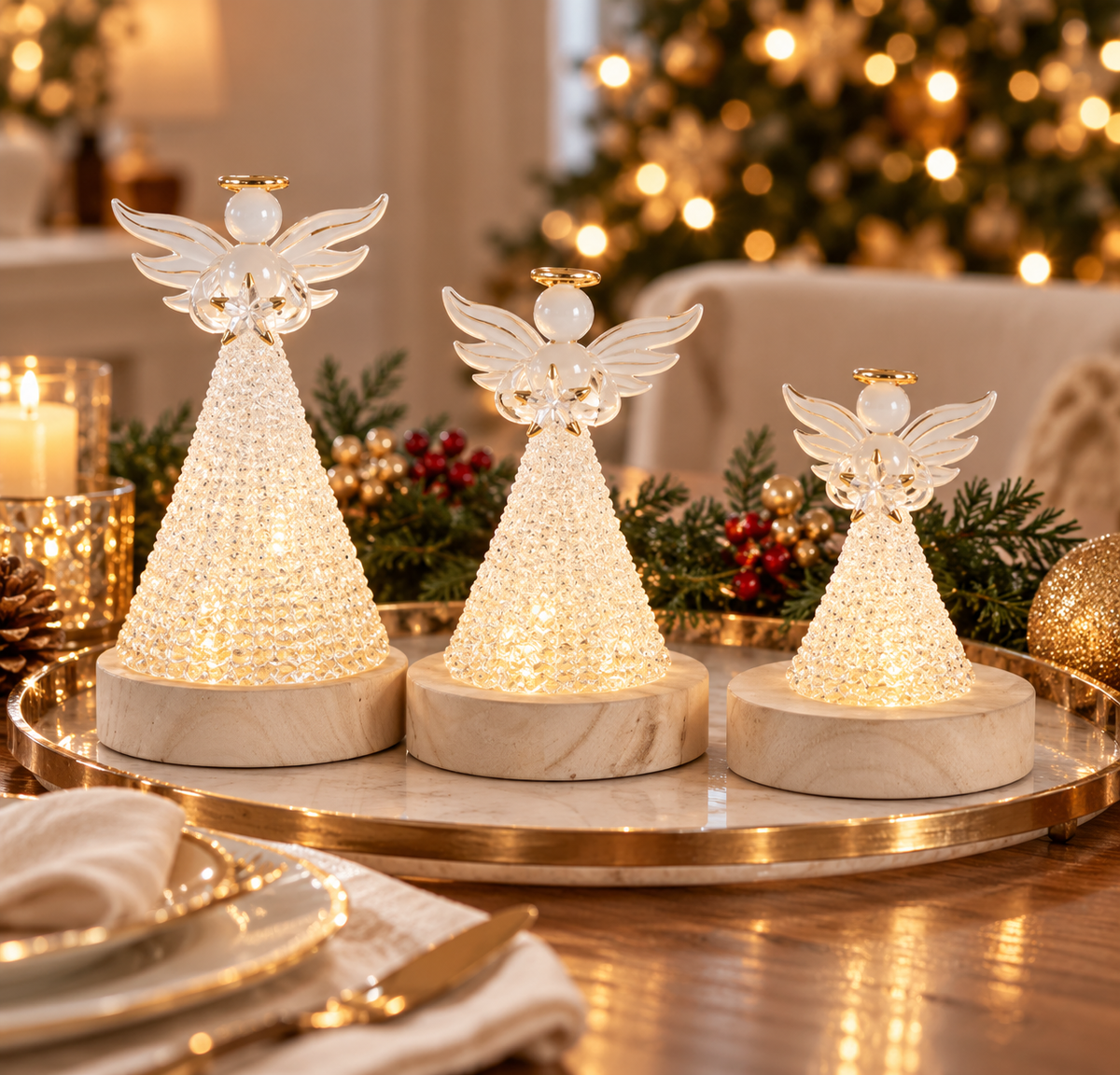 Handcrafted Spun Glass Led Angels | Details Panamá