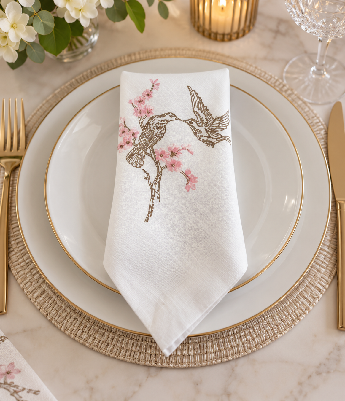 Birds Pink Napkin 20X20 | Details Panamá