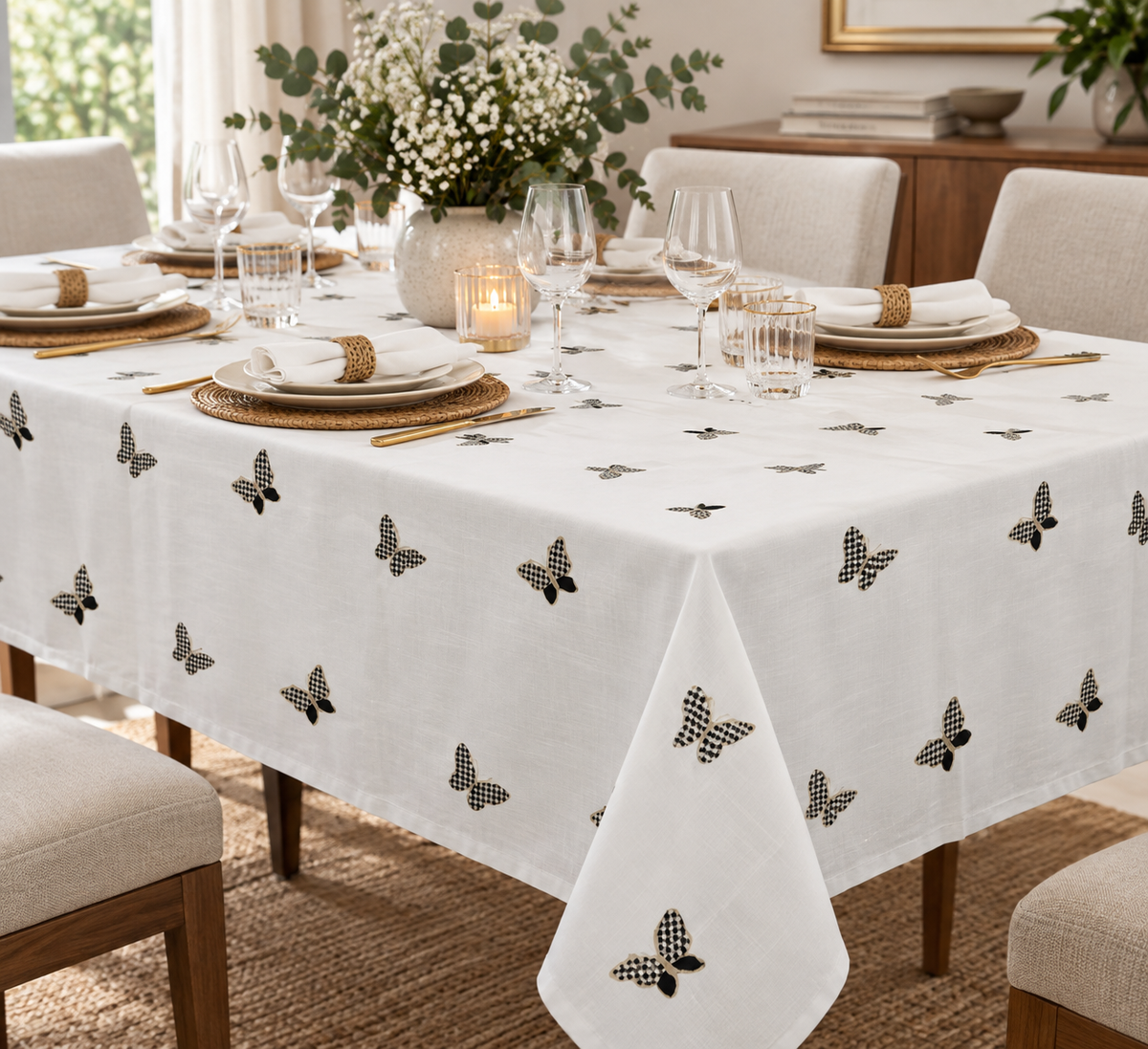 Butterfly Black Tablecloths | Details Panamá