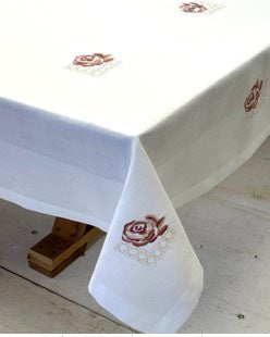 Pink Rose Cane Webbing Look Tablecloth