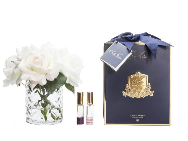 Herringbone Flower Bouquet - Blush & White - Gold Badge