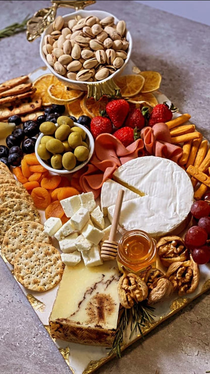 White Marble Challah Board