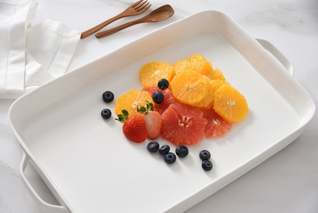 LBL-White Rectangular Tray With Handles