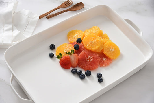 LBL-White Rectangular Tray With Handles