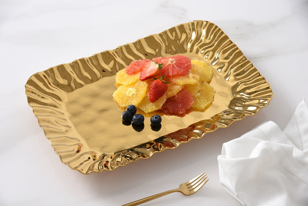 MAS-Gold Rectangular Large Platter