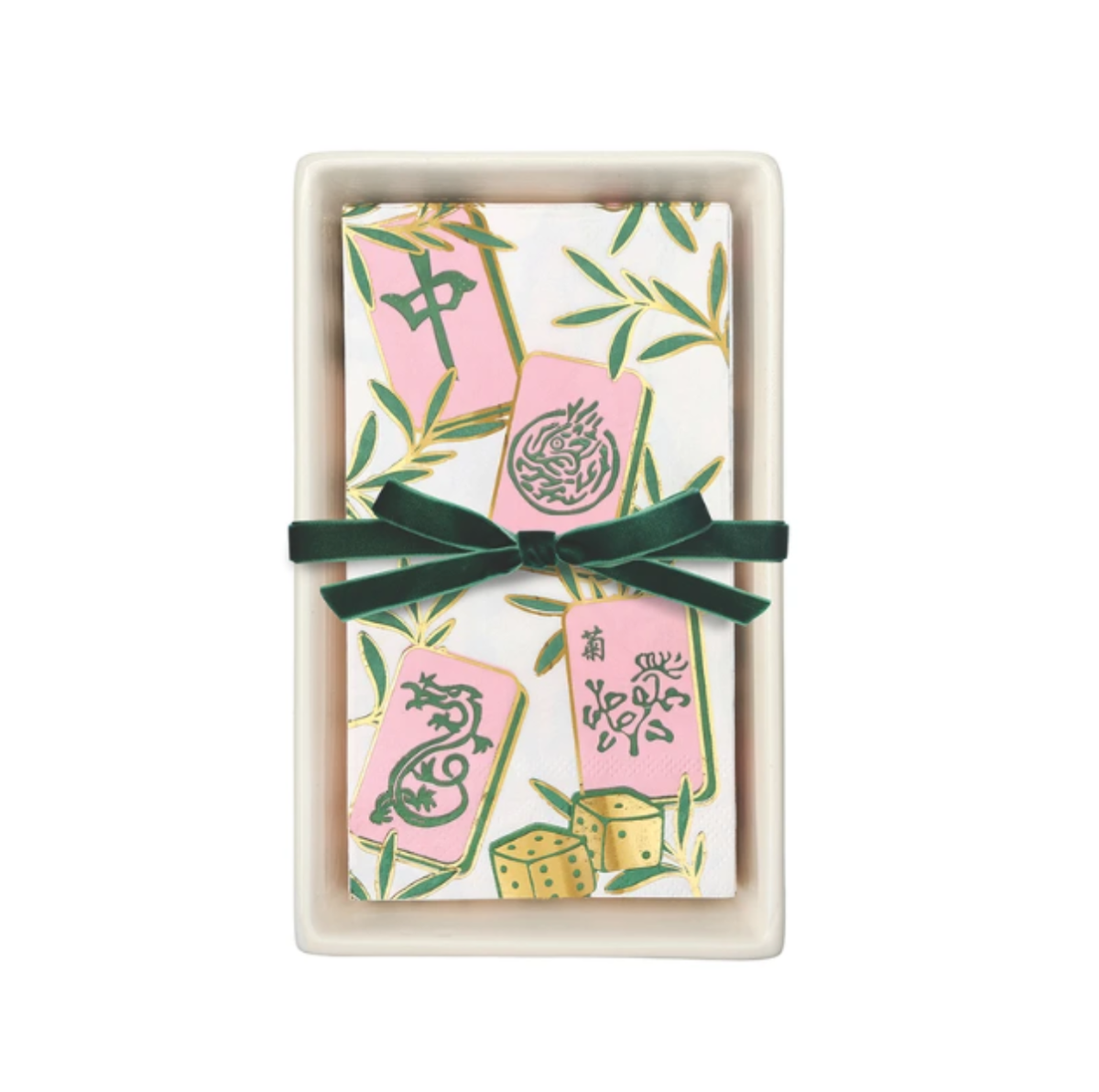 Tiles Ceramic Guest Napkin Tray + Napkins